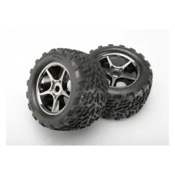 Tires & wheels, assembled, glued (Gemini black chrome wheels, TRX5374X