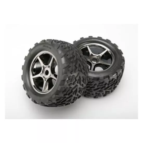Tires & wheels, assembled, glued (Gemini black chrome wheels, TRX5374X