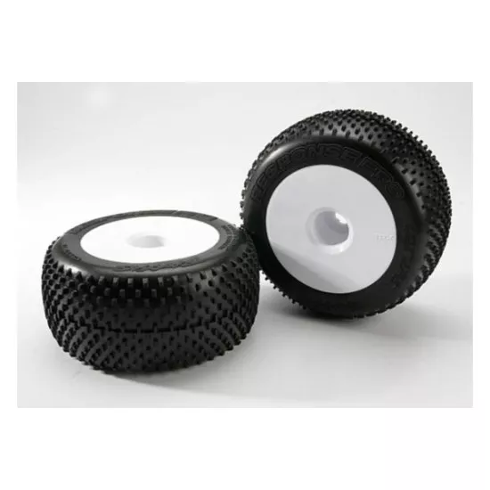 Tires & wheels, assembled, glued (white dished 3.8 wheels, R, TRX5375R