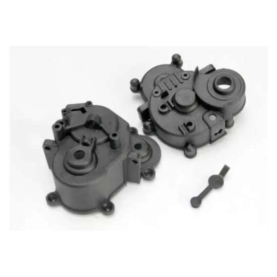 Gearbox halves (front & rear)/ rubber access plug/ shift det, TRX5391