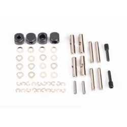 U-joints, driveshaft (carrier (4)/ 4.5mm cross pin (4)/ 3mm headed pin (4)/ 4x15mm screw pin (2)/ hex pin (2)/ e-clips (6)/ 3x6x0.5 MW (4)) (metal parts for 2 driveshafts)