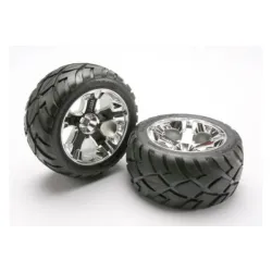 Tires & wheels, assembled, glued (All-Star chrome wheels, An, TRX5576R