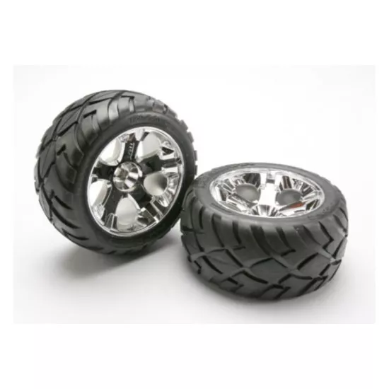 Tires & wheels, assembled, glued (All-Star chrome wheels, An, TRX5576R