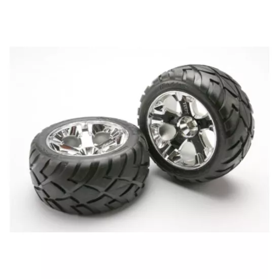 Tires & wheels, assembled, glued (All-Star chrome wheels, An, TRX5577R