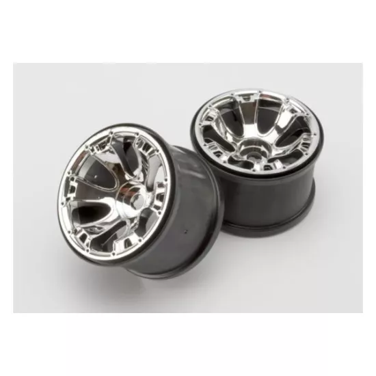 Wheels, Geode 3.8 (chrome) (2) (use with beadlock-style side, TRX5671