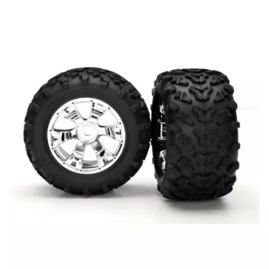 Tires & wheels, assembled, glued (Geode chrome wheels, Maxx, TRX5674