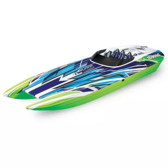 Traxxas M41 Widebody Catamaran Race boat met TSM groen zonder accu's en lader