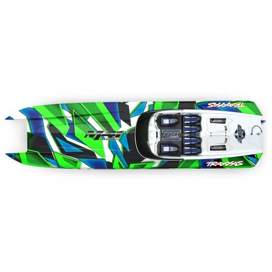 Traxxas DCB M41 Catamaran Race Boat TQi TSM, GREEN/BLUE