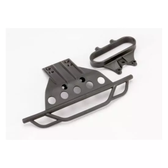 Bumper, front/ bumper mount, front (black), TRX5835
