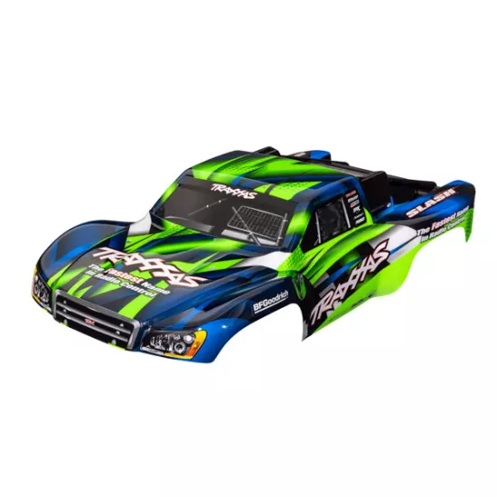 Body, Slash 2WD (also fits Slash VXL & Slash 4X4), green & blue (painted, decals applied)