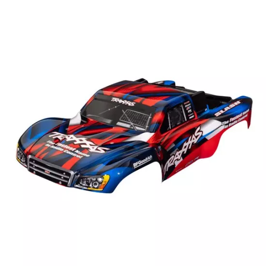 Body, Slash 2WD (also fits Slash VXL & Slash 4X4), red & blue (painted, decals applied)