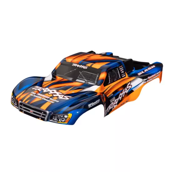 Body, Slash 2WD (also fits Slash VXL & Slash 4X4), orange & blue (painted, decals applied)