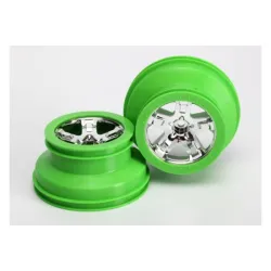 Tire & wheel assy, glued (SCT, chrome, green beadlock wheel,