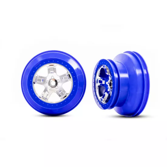 Wheels, SCT chrome, blue beadlock style, dual profile (2.2â€ outer, 3.0â€ inner) (2) (2WD front only)