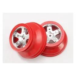 Wheels, SCT satin chrome, red beadlock style, dual profile (