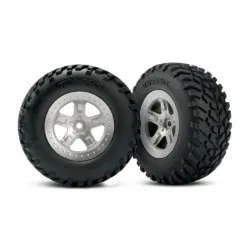Tires & wheels, assembled, glued (SCTsatin chrome wheels, (d