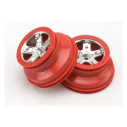 Wheels, SCT satin chrome, red beadlock style, dual profile (