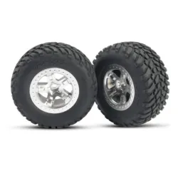 Tires & wheels, assembled, glued (SCT satin chrome wheels, (