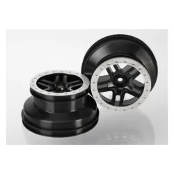 Wheels, SCT Split-Spoke, black, satin chrome beadlock style, TRX5884