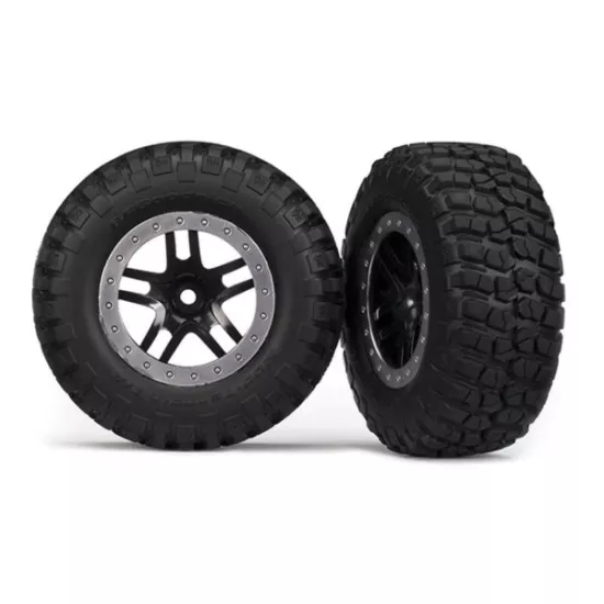 Tires & wheels, assembled, glued (SCT Split-Spoke, black, sa, TRX5885