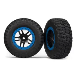 Tire & wheel assy, glued (SCT Split-Spoke, black, blue beadl