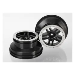 Wheels, SCT Split-Spoke, black, satin chrome beadlock style