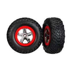 Tires & wheels, glued on SCT Chrome wheels TSM Rated S1 Comp, TRX5887R