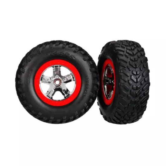 Tires & wheels, glued on SCT Chrome wheels TSM Rated S1 Comp, TRX5887R