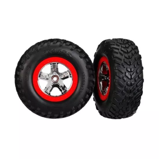 Tires & wheels, glued on SCT Chrome wheels TSM Rated 2wd fr, TRX5888