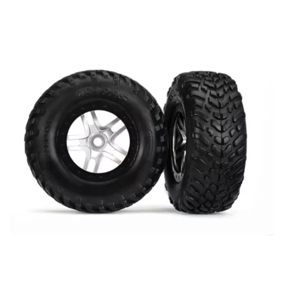Tires & wheels, glued on SCT Black chrome wheels TSM S1 comp, TRX5889R