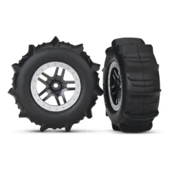 Tires & Wheels, Assembled, Glued Paddle (Sct Split- Black,, TRX5891