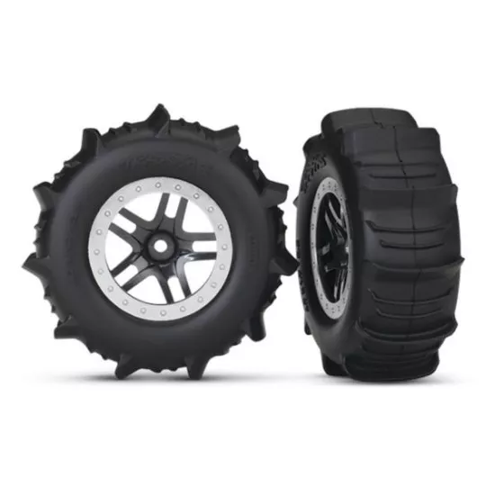 Tires & Wheels, Assembled, Glued Paddle (Sct Split- Black,, TRX5891