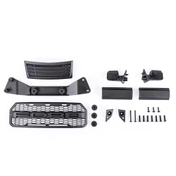 Grille/ grille mount/ mirrors, side (left & right)/ mirror mounts (left & right)/ body mount adapter/ rear latch retainers (2)/ 2.6x8mm BCS (self-tapping) (3)/ 2.6x20mm BCS (self-tapping) (2)/ 3x10mm BCS (8) (fits #5916 body)