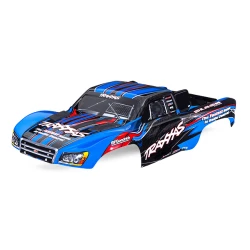 Body, Slash 2WD (also fits Slash VXL & Slash 4X4), blue (painted, decals applied) (assembled with front & rear latches for clipless mounting)
