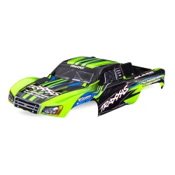 Body, Slash 2WD (also fits Slash VXL & Slash 4X4), green (painted, decals applied) (assembled with front & rear latches for clipless mounting)
