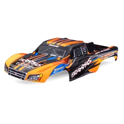 Body, Slash 2WD (also fits Slash VXL & Slash 4X4), orange (painted, decals applied) (assembled with front & rear latches for clipless mounting)