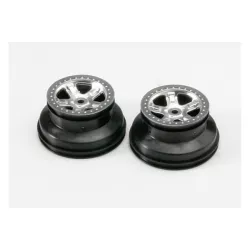 Wheels, SCT satin chrome, beadlock style, dual profile (2.2, TRX5972