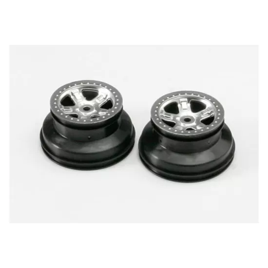 Wheels, SCT satin chrome, beadlock style, dual profile (2.2, TRX5972