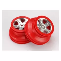 Wheels, SCT satin chrome with red beadlock, dual profile (2., TRX5972A
