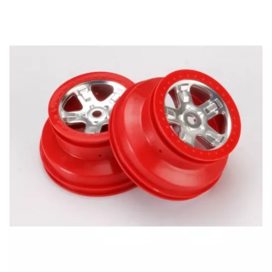 Wheels, SCT satin chrome with red beadlock, dual profile (2., TRX5972A
