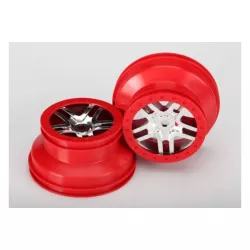 Wheels, SCT Split-Spoke, chrome, red beadlock style, dual p