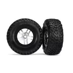 Tires & wheels, glued on SCT satin hrome split sp wheels TSM, TRX5978