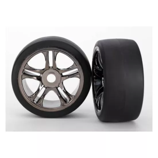 Tires & wheels, assembled, glued (split-spoke, black chrome, TRX6477