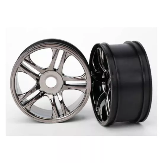 Wheels, split-spoke (black chrome) (front) (2), TRX6478