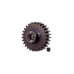 Gear, 27-T pinion (machined, hardened steel) (1.0 metric pitch) (fits 5mm shaft)/ set screw