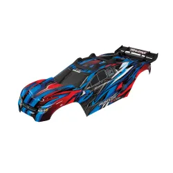 Body, Rustler 4X4 VXL, blue/ window, grille, lights decal sheet (assembled with front & rear body mounts and rear body support for clipless mounting)