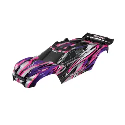 Body, Rustler 4X4 VXL, pink/ window, grille, lights decal sheet (assembled with front & rear body mounts and rear body support for clipless mounting)