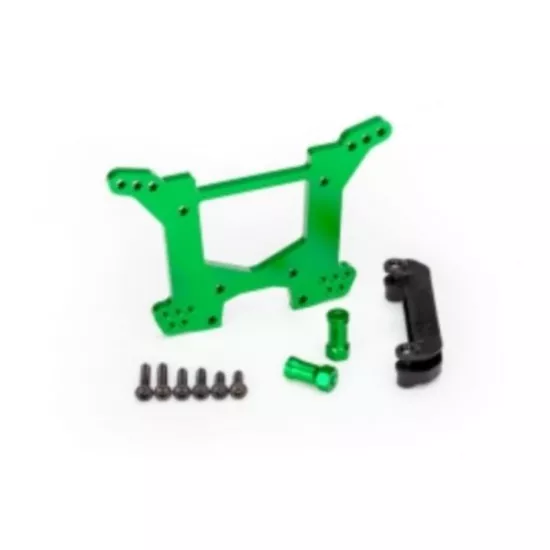 Shock tower, rear, 7075-T6 aluminum (green-anodized) (1)/ body mount bracket (1)