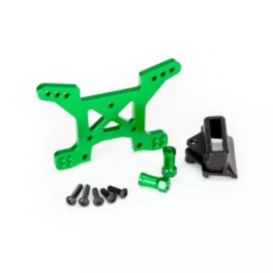 Shock tower, front, 7075-T6 aluminum (green-anodized) (1)/ body mount bracket (1