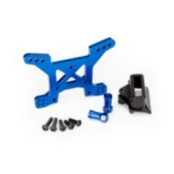 Shock tower, front, 7075-T6 aluminum (blue-anodized) (1)/ body mount bracket (1)